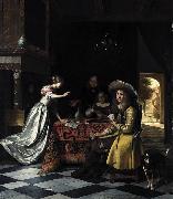 Pieter de Hooch Card Players at a Table painting